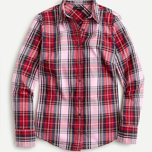 J.Crew Rare Pink Tartan Plaid Classic Button Down, Size 6 Slim Fit Collegiate - Picture 2 of 12